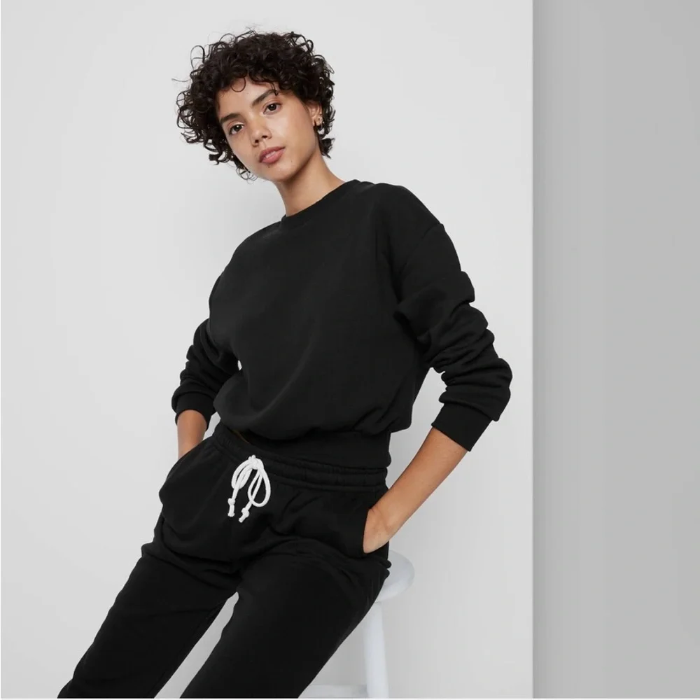 Wild Fable Sweatshirt size XXL Black Cropped Crewneck grunge goth emo layering‎ - Picture 2 of 10